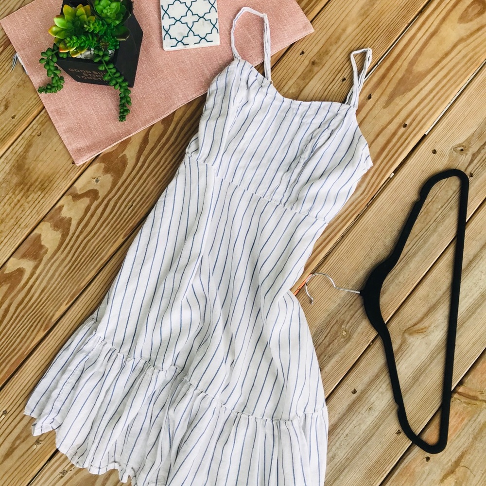 White and Blue Adjustable Cami Dress